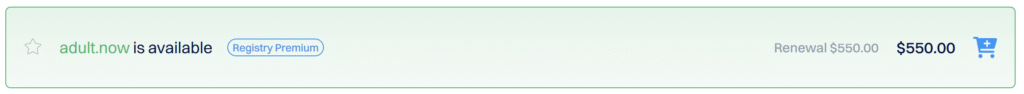 Adult.now is a registry premium with annual cost for 550 USD