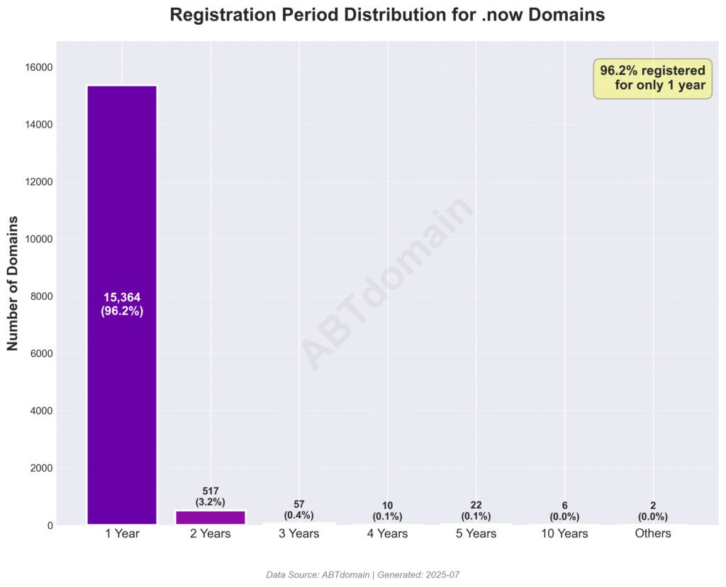Registration Period Distribution for .now Domains