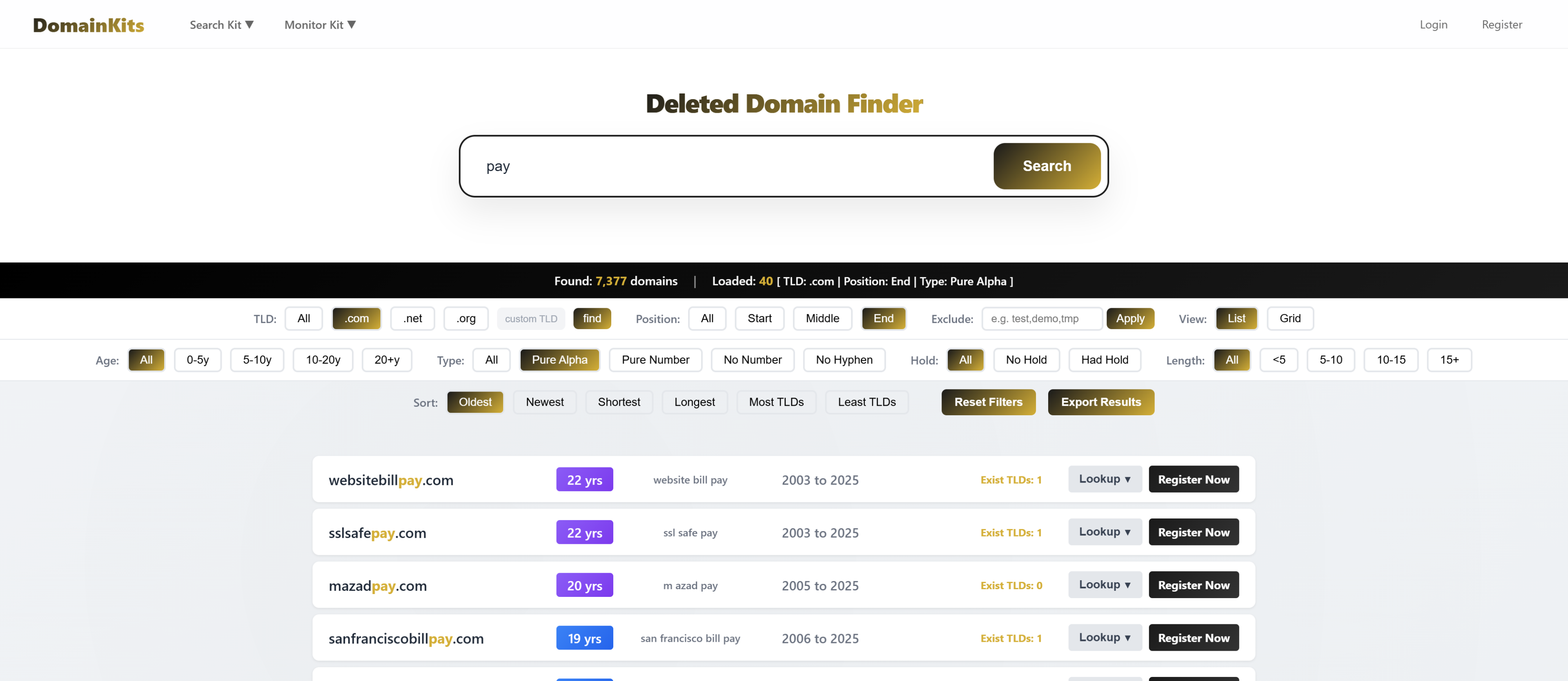 Deleted Domain Finder https://domainkits.com/search/deleted Deleted Domain Finder